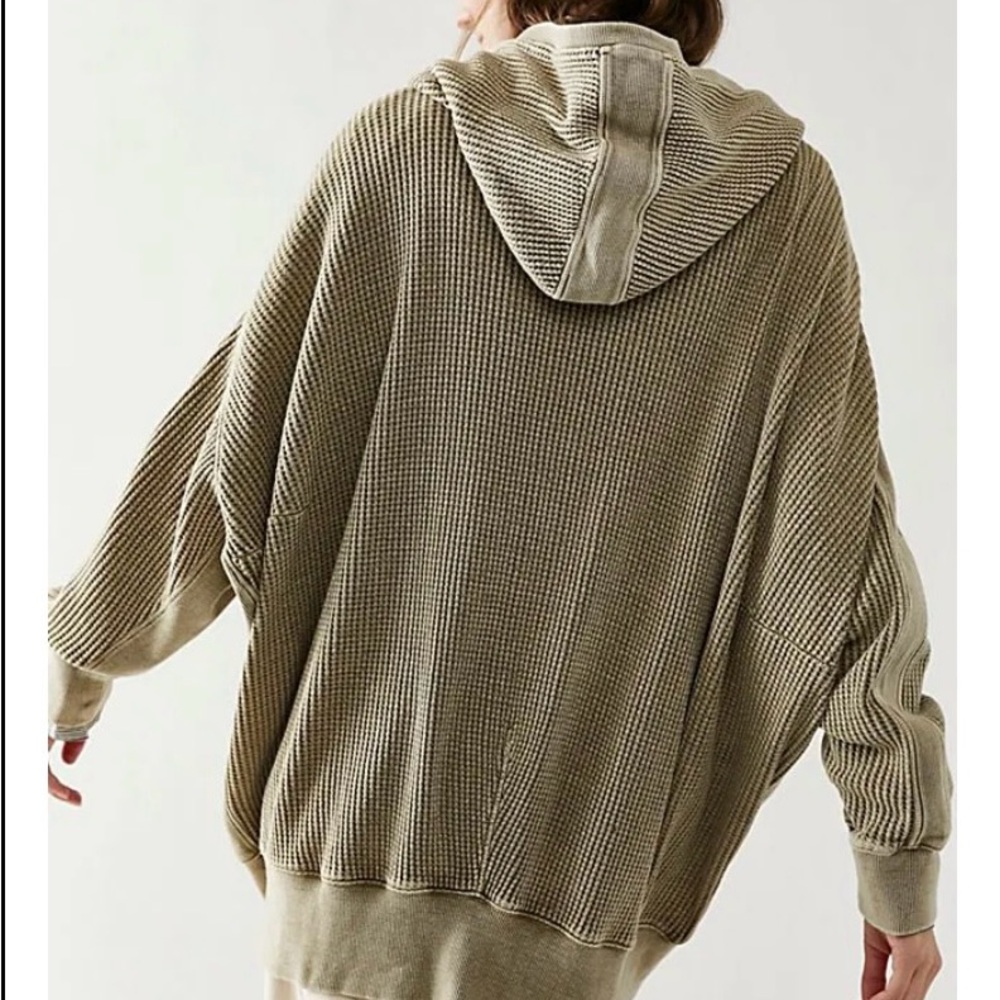 Free People Olive Hooded Sweatshirt